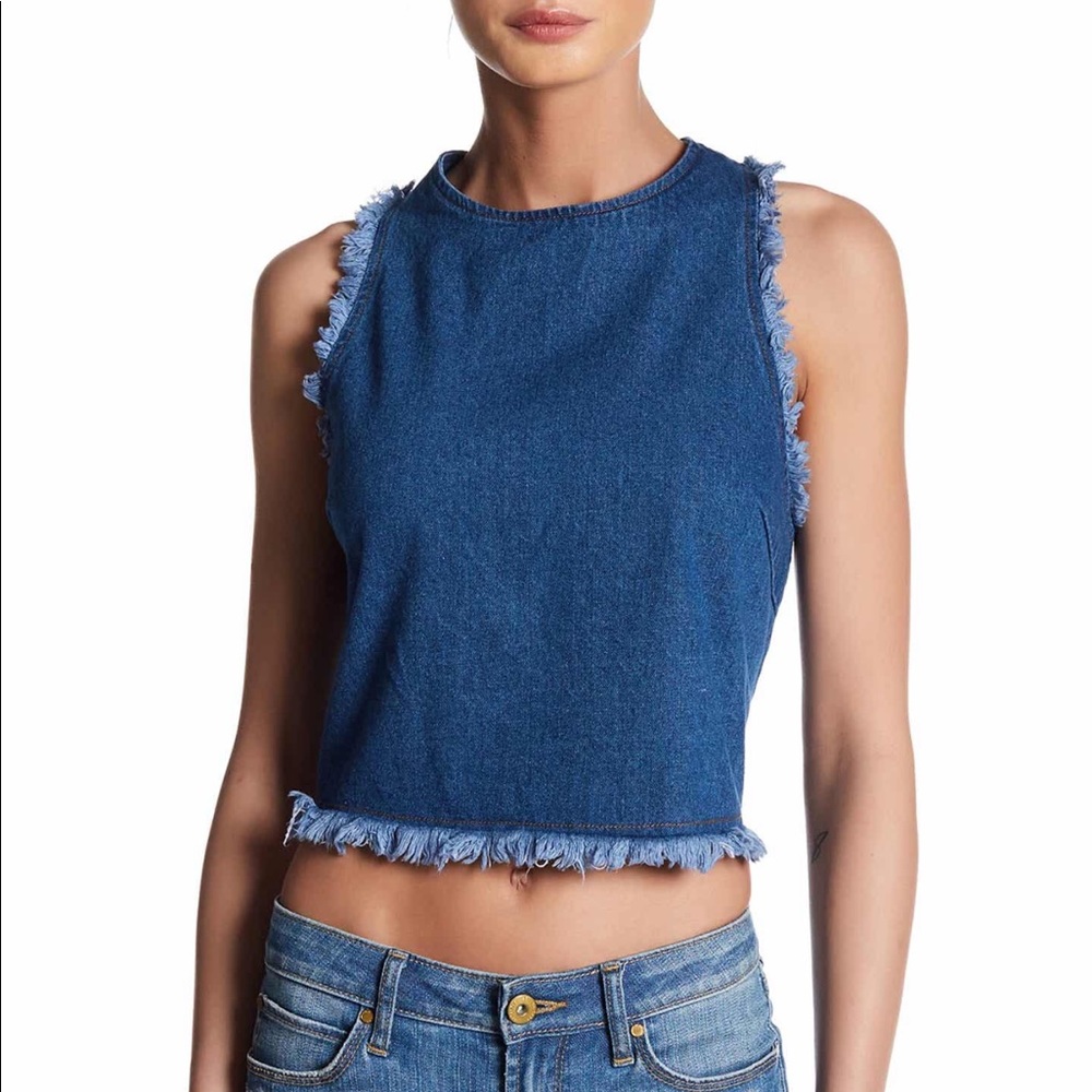 ASTR the Label Frayed Denim Tank